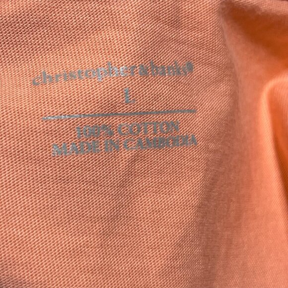 2 Christopher & Banks T-Shirts Size L Large Short Sleeve Black Peach Crew Neck - Picture 5 of 5